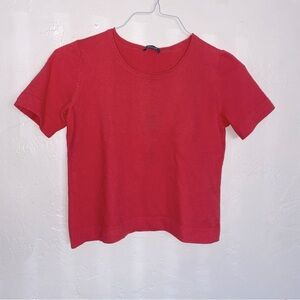 100% Wool & Silk Basler Knit Crew Neck Short Sleeve Sweater Blouse Natural Fiber